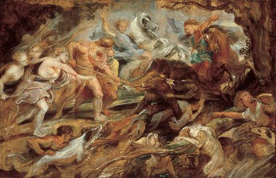 Meleager and Atalanta and the Hunt of the Calydonian Boar (study) by Peter Paul Rubens